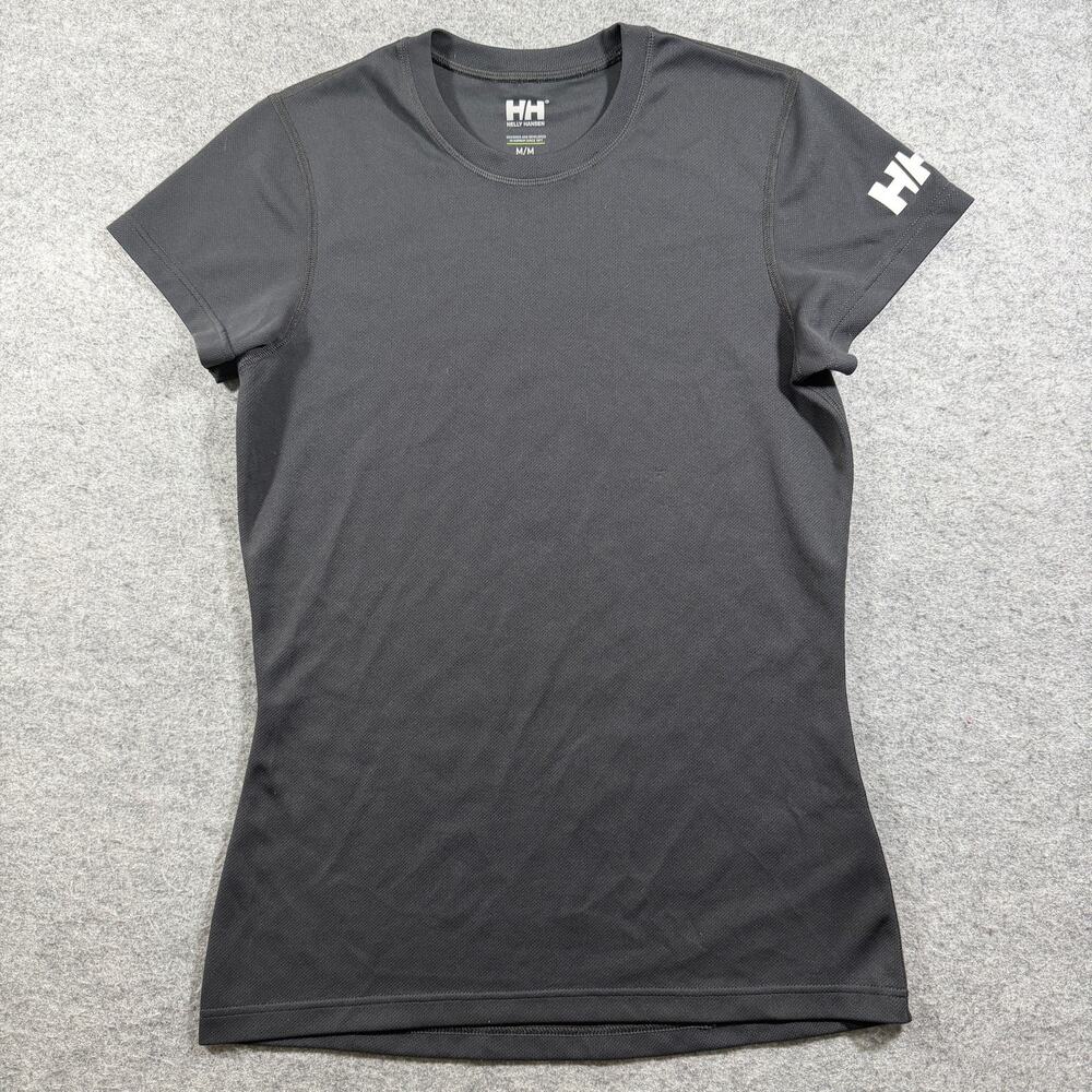 Helly Hansen T Shirt Womens M Black HH Logo Crewneck Moisture Wicking Athletic